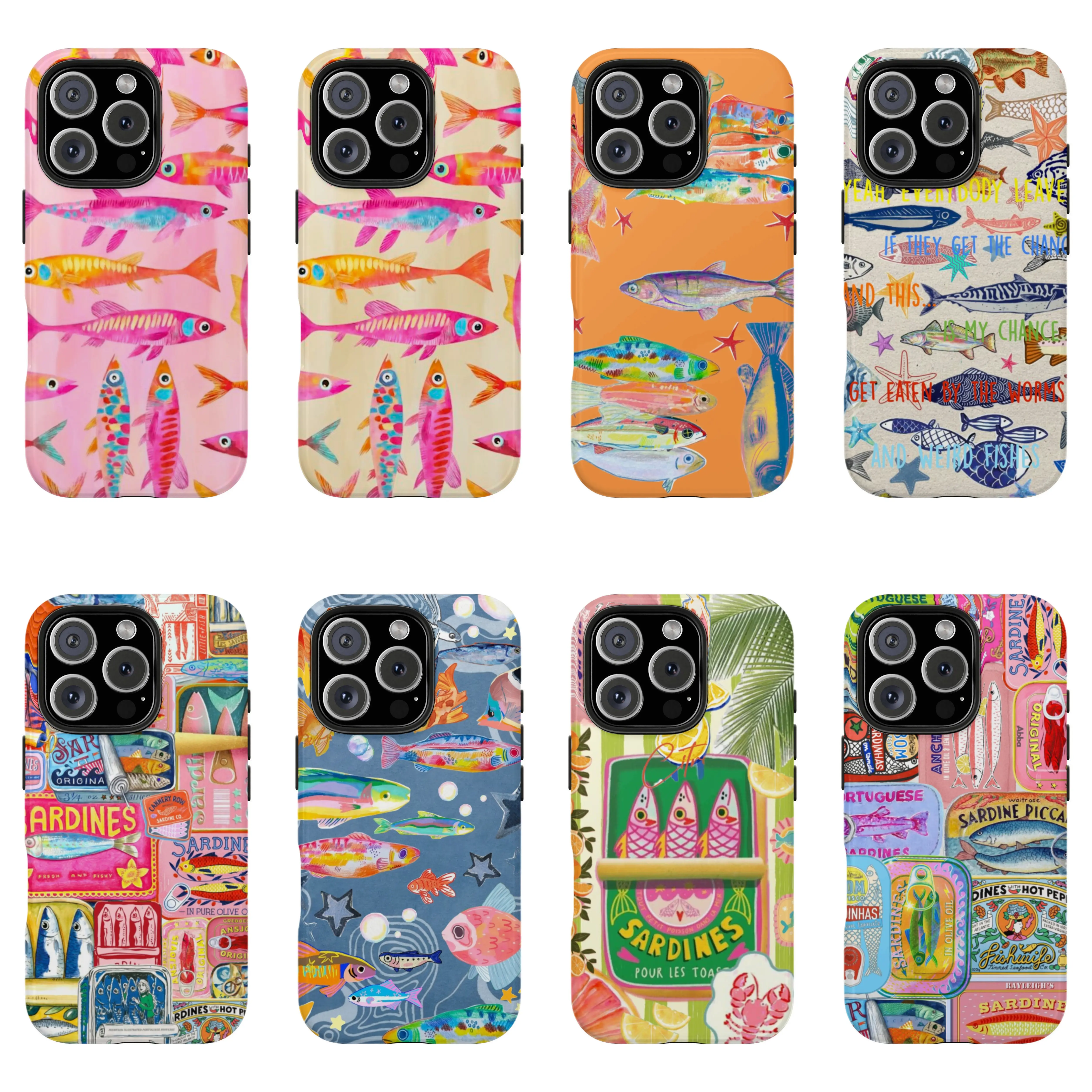 LUMN Studio Cute Pink Cartoon Fish & Floral Print Anti-Scratch Shockproof Smartphone Case - Portable Handheld Accessory Compatible with iPhone 11-17 Full Series, Samsung S22-S25 Ultra, Iphone 17
