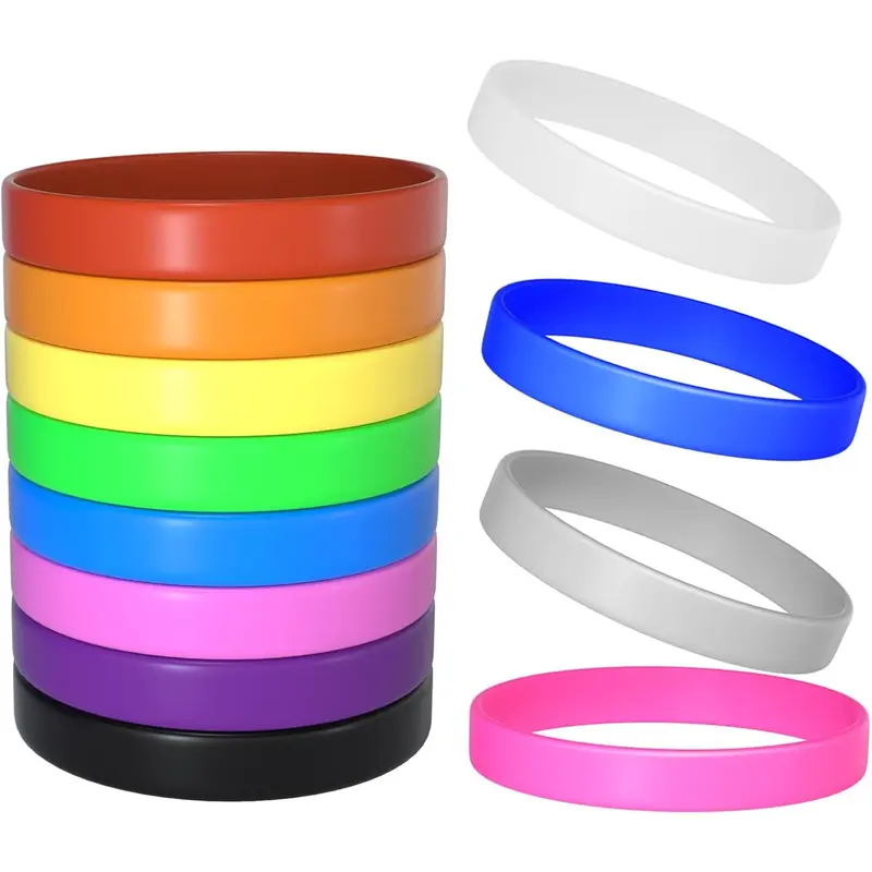 Bracelets 12 Count Solid Color Rubber Wristbands for Adults Teen Party Favors, 12 Colors