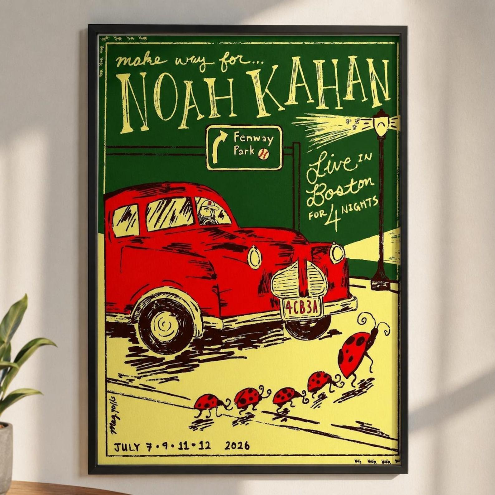 [NO FRAME] Noah Kahan Fenway Park Concert Poster, Boston 2026 Tour Wall Art, Vintage Music Print, Home Room Decor, Music Fan Gift, Made in USA