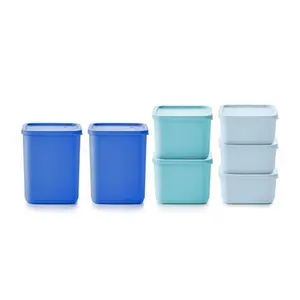 Basic Bright 7-Piece Set | Square Includes two 7½-cup, two 4-cup and three 2¾- cup Square with seals; stackable modular air-tight