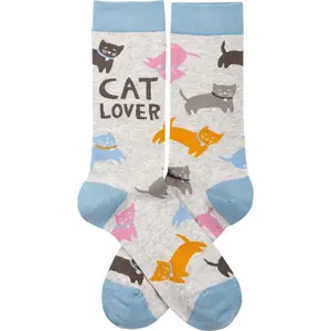 Classic Woven Crew Socks - Cats