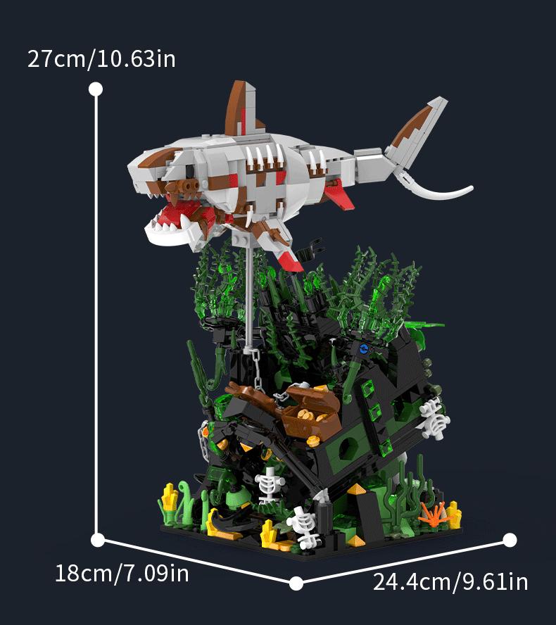 Deep Sea Megalodon Building Set, 1,014+ Pieces, Underwater World Marine Life Model Kit, High Difficulty Collectible Display Assembly Toy for Adults, Creative Gift for Ocean Enthusiasts