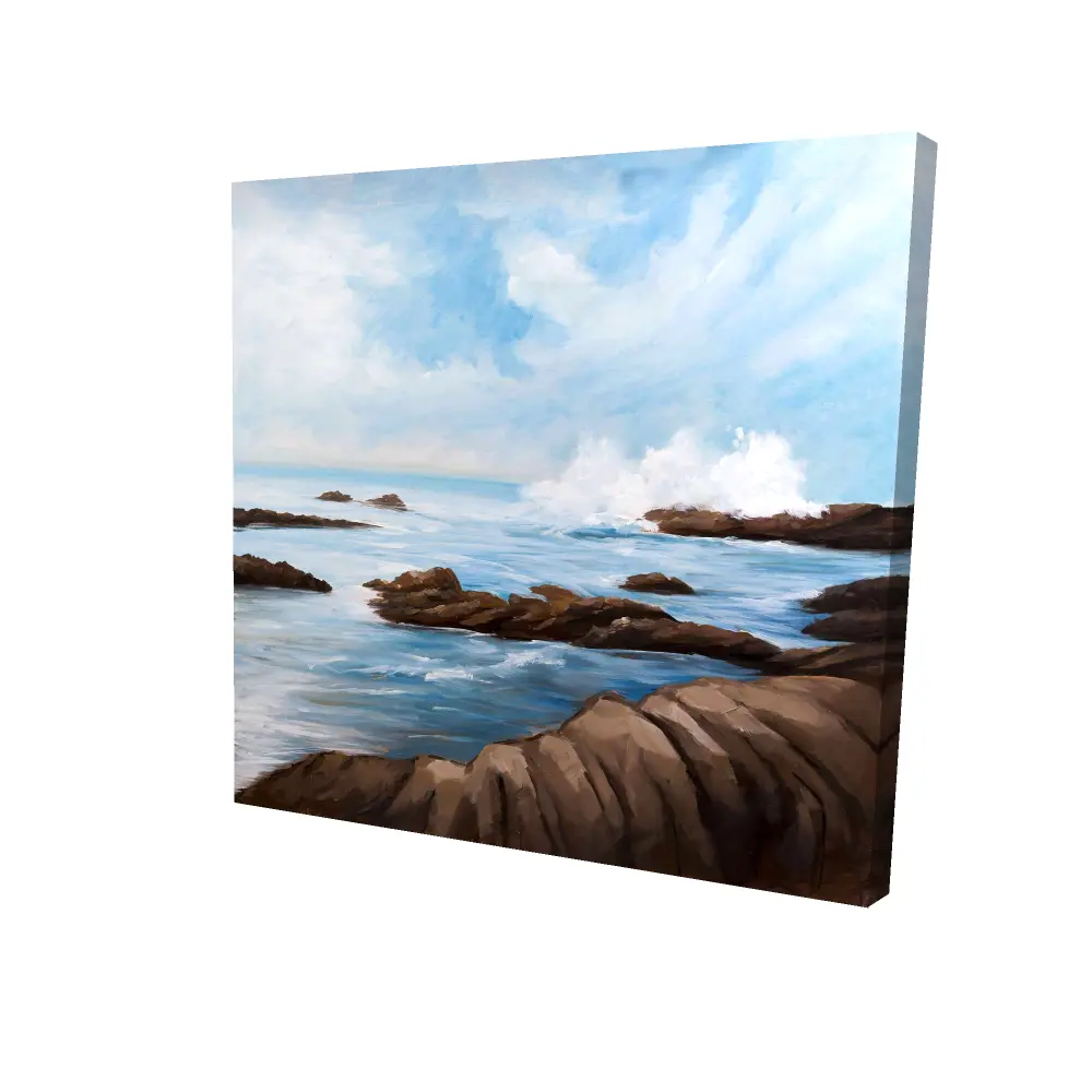 Begin Home Decor 2080-2424-CO21 24 x 24 in. Seaside Wave Contemporary Bedroom Canvas - Home Decor Art