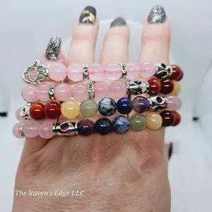 Rose Quartz Chakra Hamsa 8MM Beaded Bracelet