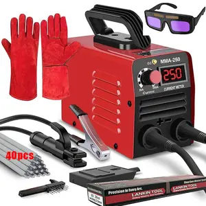 Super Mini Stick Welder 110V 250A ARC Portable MMA for Beginners with 40pcs Rod Tools IGBT Inverter Hot Start Arc Force Anti-stick Red Welding Machine