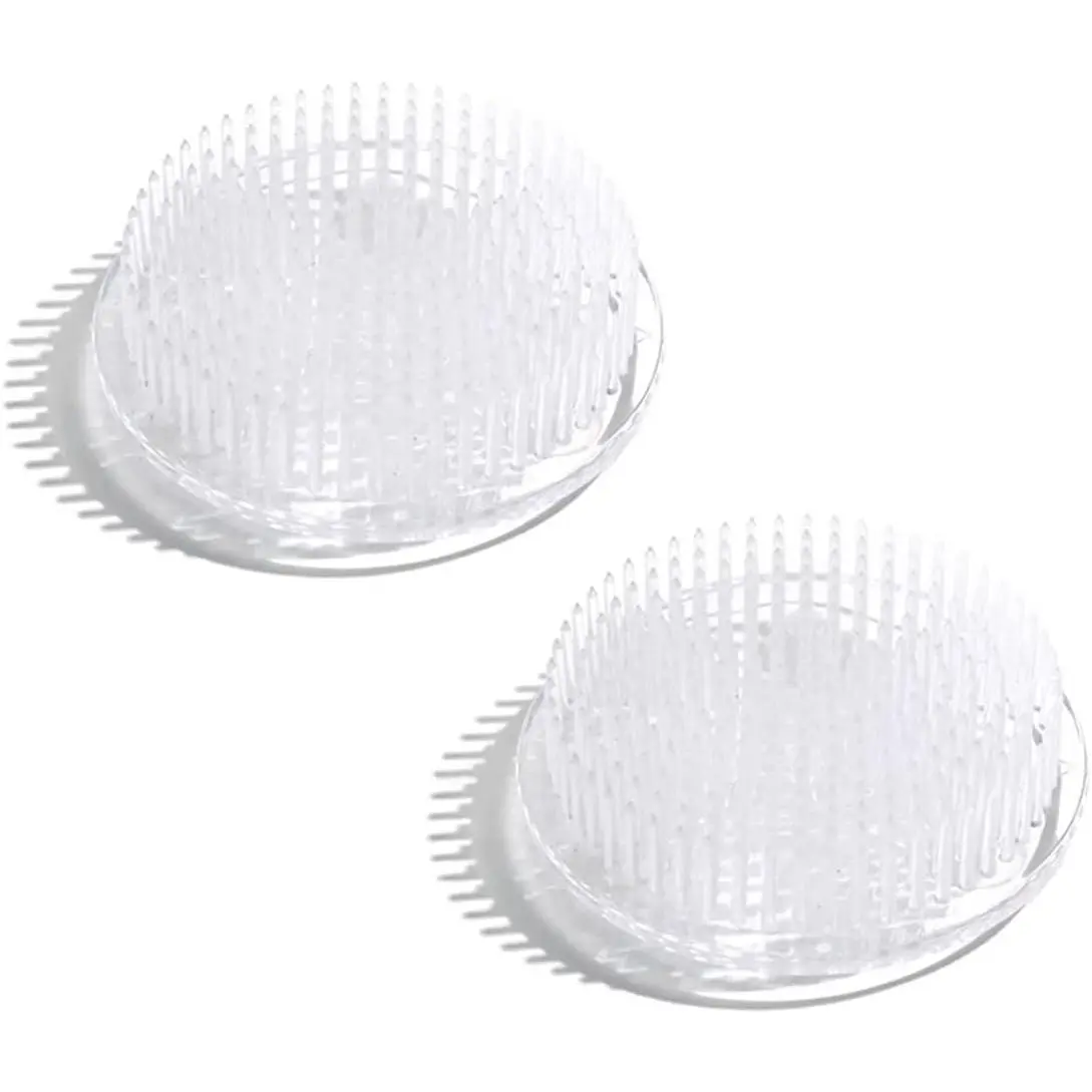 2-Piece Round Plastic Flower Frog Set Pack, Flower Holder for Floral Arrangements, 70mm/2.76in (White), Two Piece Set, Round Shape