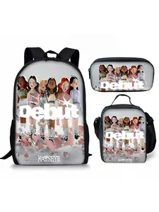 Kpop Katseye Printed Backpack 3PCS Backpack for Girls Cute School Backpacks for Kindergarten Elementary Preschool Middle Kids School Bags with Lunch Box Pencil Case Set kasteye Fan Gifts