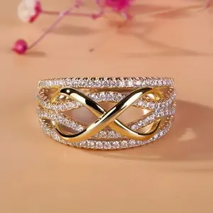 Women's Exquisite Fashion Synthetic Zirconia-Inlaid Infinity Ring - Wedding Engagement Promise Jewelry, Infinity Rings, Infinity Ring Rings
