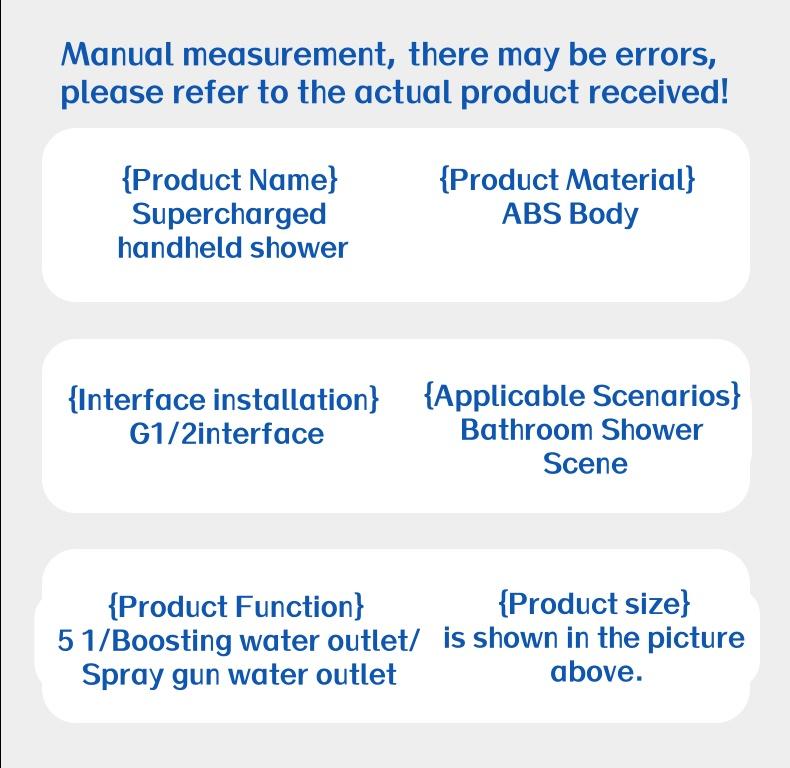 High-Pressure Handheld Shower Head, 6 Spray Mode Patterns, Water-Saving Design, Bathroom Shower Head, Fixed Shower Head, Bathroom Additions, Easy to Install, Durable, Silvery,Black Shower Head for Shower Use Solely For shower use solely