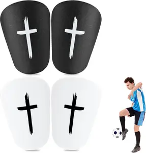 Mini Shin Guards Soccer 2 Pair Black & White Anti-Slip Miniature Shin Guards Small Protective Equipment Football Shin Guards Professional Shin Pads