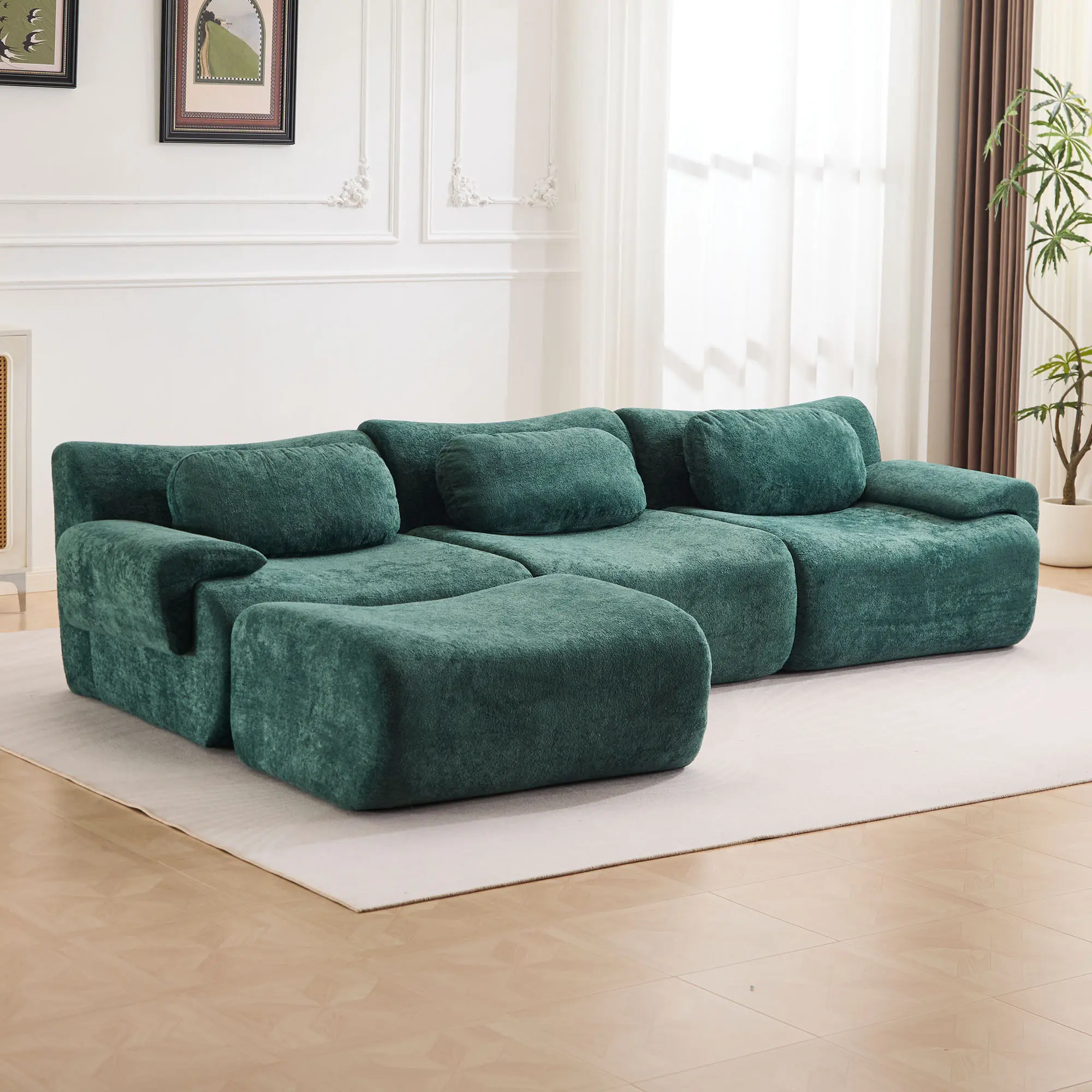 Dark Green - 3 Seater + 1 Ottoman (113.9“)