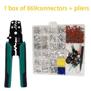 Car Electrical Wire Terminal Set 669pcs With Professional Removal Tools, Assorted Car Wire Crimp Terminals | Insulated PVC Cable Connectors, Butt/Ring/Fork Lugs Kit, Suitable For Automotive Electronic Maintenance And Engineering Electrical