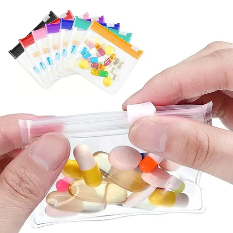 Pill Pouch Bags Ziplock Pill Pouch Set Reusable Clear Zipper Medicine Pouch Organizer Self-Sealing Travel Pill Storage Bag Set Plastic Bags with Slide Lock Waterproof Clear Travel Bag for Storage