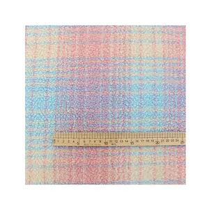 Dotted Grid Jacquard Lamb Wool Fabric Particle Velvet Knitted Clothing Home Textile Pet Blanket Fabric Flocked Fabric Warm Velvet