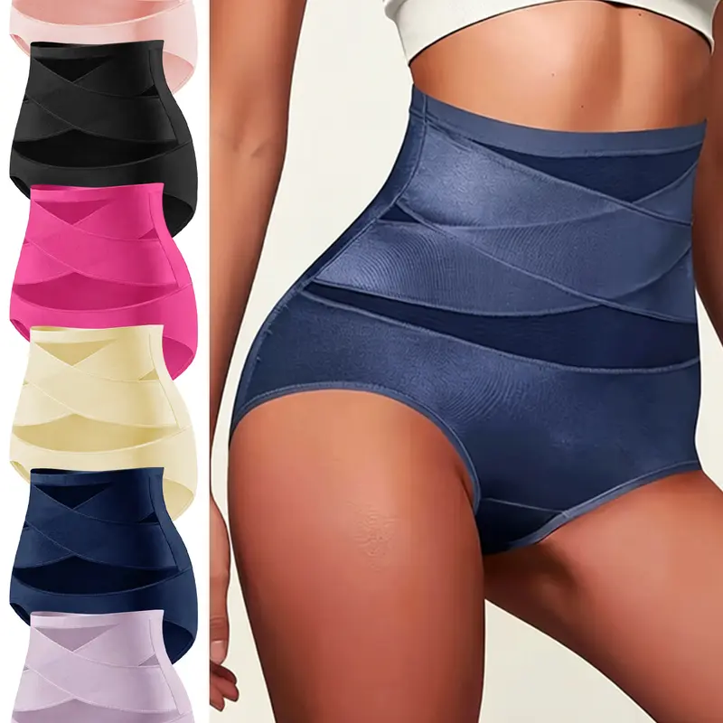 Pack of 6 women’s comfortable high-waist shaping shorts; seamless tummy control shapewear; butt-lifting shaping shorts; silky, soft, breathable fabric; highly elastic, close-fitting women’s apparel; hip-shaping women’s clothing.