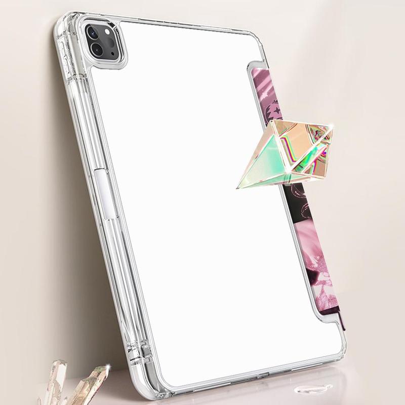 Y2K Pink Gothic Collage Folding Stand Case, Transparent Acrylic Hard Back, Pencil Slot & Charger Slot, Scratch-Resistant Slim Protective Cover for iPad 10.2 2019/2020/2021, Mini, Pro, Air Scratch-resistant ultra-thin protective case, Tablet Casing