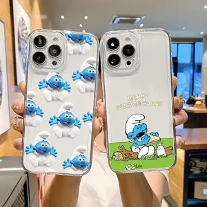 Cute Cartoon The S-Smurfs Phone Case FUNDA For iPhone 12 11 13 14 15 16 MINI Max Pro Plus Shockproof Soft Clear Back Cover