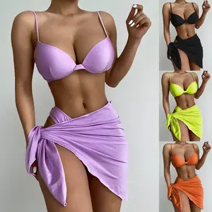 Thin Band Chest Pad Push-up Split Swimsuit Triangle Bikini Beach High Waist Swimsuit Sexy Bikini Women
