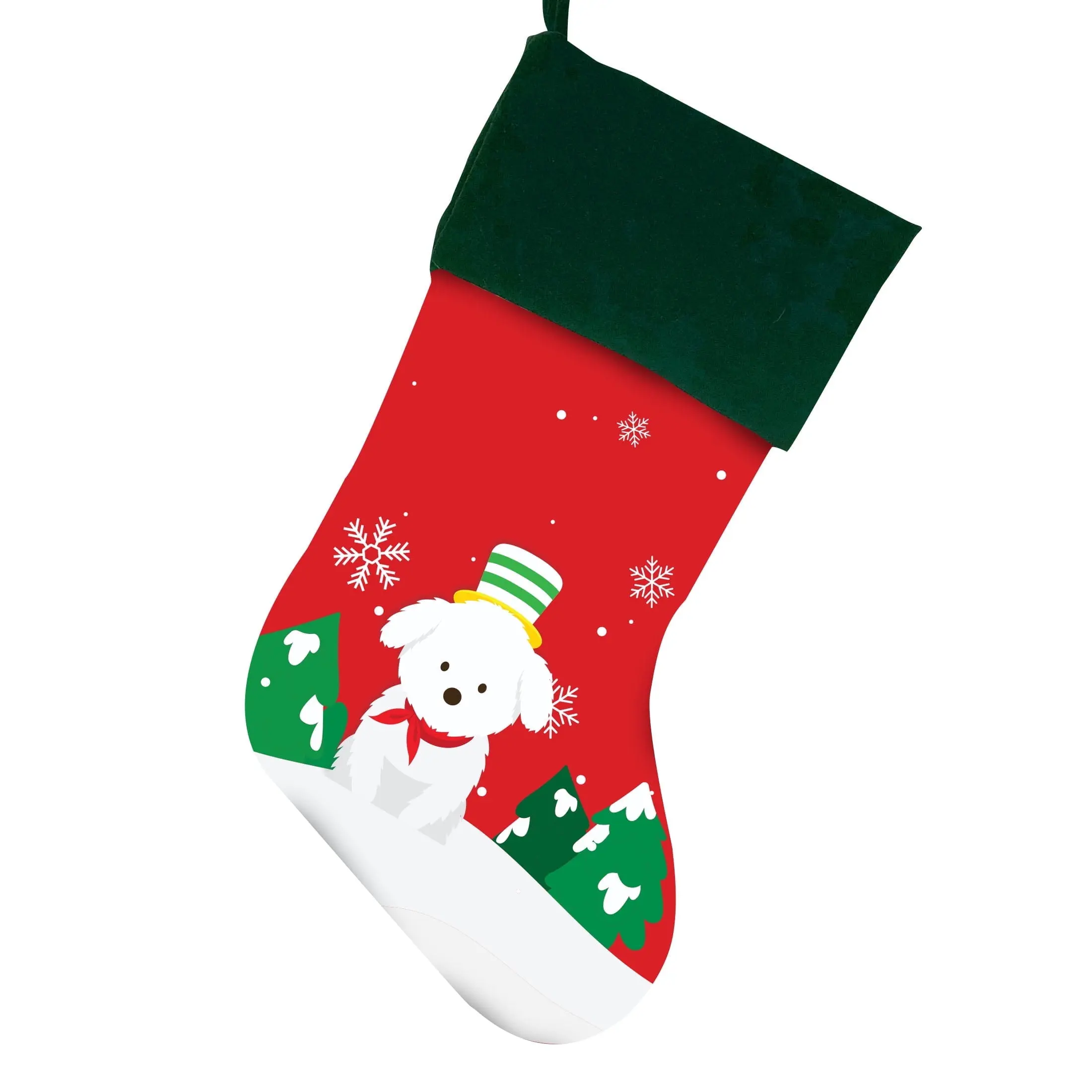 Maltese Christmas Stocking For Dog, Measures 19", Red Pet Stocking