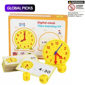 1 Set Time-Teaching & Demonstration Digital Clock Model, Including 1 Count Plastic Clock, 3 Counts Dice and 12pcs Double-Sided Content Cards, Math Learning Tool for Kids, Visual Learning Tools, Learning Materials #GLOBAL PICKS