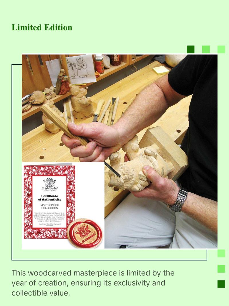 Santa Adoration Hand-Painted WOODCARVED Masterpiece by G. DeBrekht - Nativity Holiday Decor - 821598