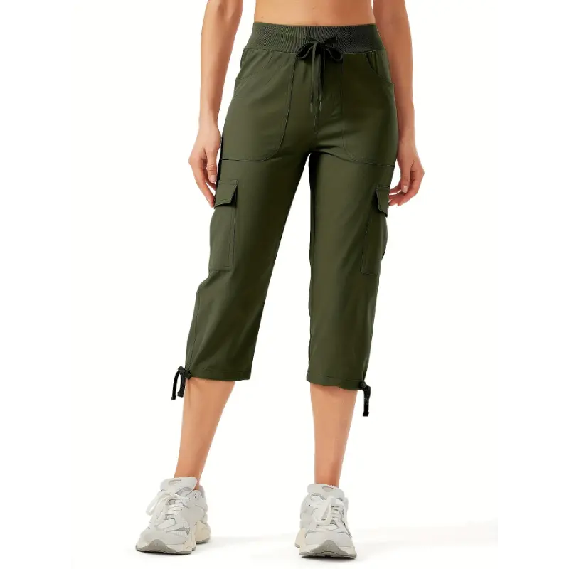 Women's Plus Size Cargo Pants, Lightweight Waterproof Outdoor Hiking Trousers in a Woven Polyester Blend with UPF 50+