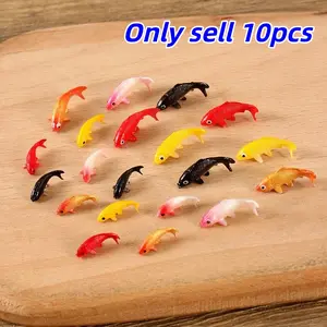 10 Pack Soft PVC Goldfish Statues, 3D Small Decorative Fish Models for DIY Crafts & Decorations, Random Colors, Perfect for Resin Flower Pots
