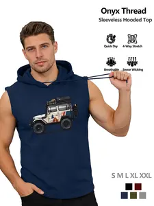 Off-Road Jeep Sleeveless Hoodie - Tough Vehicle Graphic Outdoor Men's Top