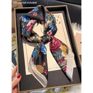 Floral Print Square Scarf, Fashionable Soft Lightweight Bandana for Women, Casual Versatile Scarf for Daily Wear, Fashion Accessories for Party, Daily Clothing Decor