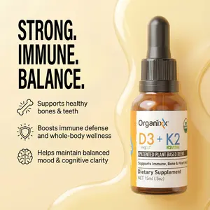 Organixx D3 K2 Supplement, Supports Bone and Immune Health, Bioavailable and Easy Absorption Formula with MCT Oil, for Overall Wellness, Clean Nutrient Blend, Non GMO, 15 ML, 30 Serving