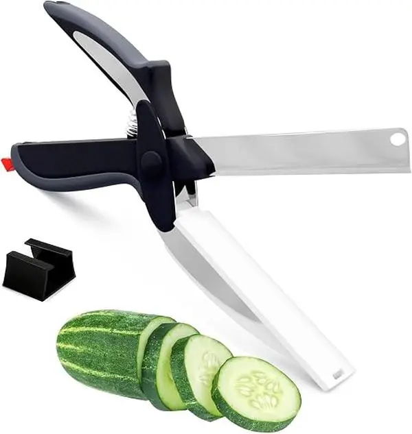 2-in-1 Detachable Cutting Board Kitchen Scissors, Stainless Steel Blade, Cuts Veggies Fruits Meat, Dishwasher Safe, Safety Lock