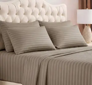 SHAC HOMES Dobby Stripe 6 Piece Bedding Sheet Set, Soft Microfiber, Horizontal Stripes