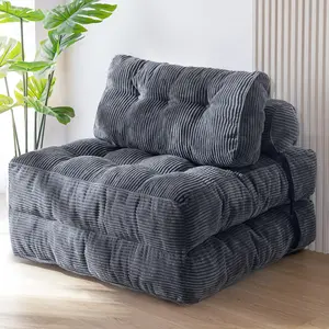 Folding Sofa Bed, Convertible Sleeper Chair with Pillow Foldable Mattress with Back Support, Portable Fold Out Chair Bed Comfy Floor Sofa Lounge for Living Room Bedroom