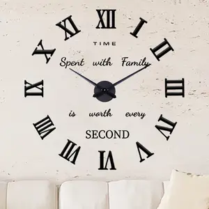 Frameless Roman Numeral Wall Clock, DIY Personalized Retro Clock, 3D Wall Decoration Stickers, Silent Clock Kit, Home Office Decor, Modern Craft Decoration, Decoration Items