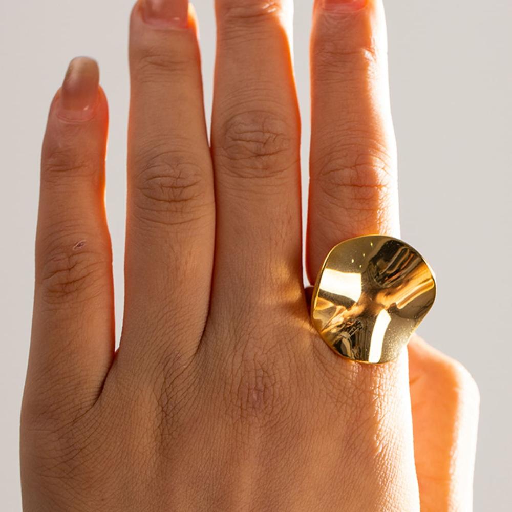 Funky Round Pleated Texture Earrings, Waterproof Gold-Plated Stainless Steel for Women, Perfect for Daily & Party Wear