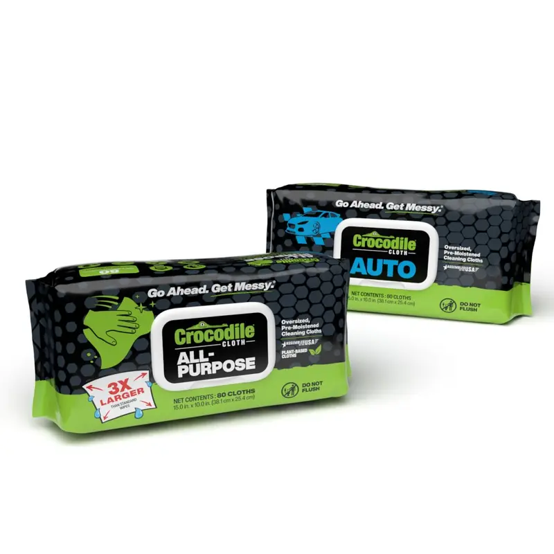 The Supermom Bundle - Crocodile Cloth All-Purpose (80 Count) and Auto (100 Count) Cleaning Wipes Bundle - For Kitchen, Car, Kid Messes - Safe on Skin and Nearly Any Surface