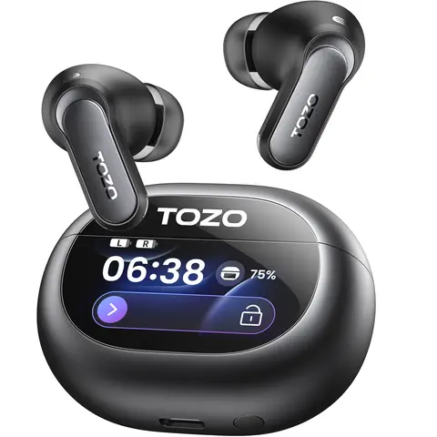TOZO NC20 Pro Adaptive ANC Active Noise Cancellation Wireless Earbuds Headset, 15Hz Deep Bass Bluetooth Headphones, LDAC Hi-Res Audio, Smart Touch Control, 6 Mics AI Calls, 80H Playtime, IPX8 Waterproof Headphones, 32 EQ via App, Wireless Charging