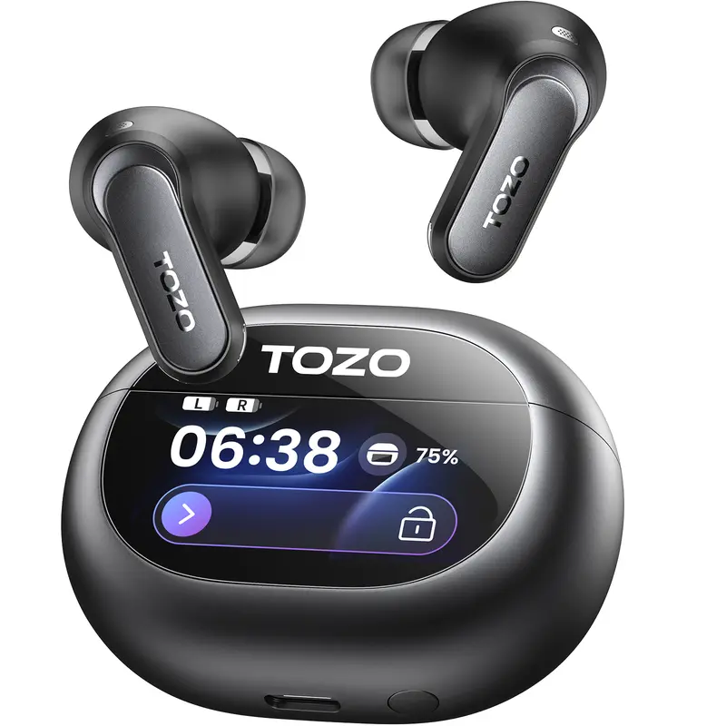 TOZO NC20 Pro Adaptive ANC Active Noise Cancellation Wireless Earbuds Headset, 15Hz Deep Bass Bluetooth Headphones, LDAC Hi-Res Audio, Smart Touch Control, 6 Mics AI Calls, 80H Playtime, IPX8 Waterproof Headphones, 32 EQ via App, Wireless Charging