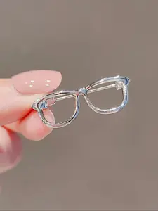 Women's Alloy Glossy Plain Color Eyeglasses Frame Brooch, Cute Trendy Collar Clip, Fashionable Clothes Accessories for Daily Decoration, Fashion Accessory