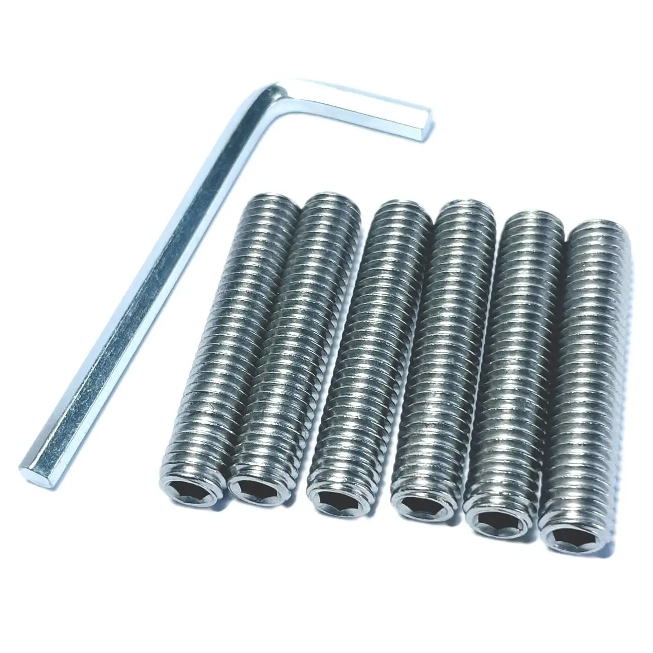 6pcs M8-1.25 X 40mm 304 Set Screws Stainless Steel M8 x 40mm Set Screws Hex Allen Head Hex Hexagon Socket Set Screws with M4 Allen Wrench,M8 Socket Set Screws for Towel Rack Door Knob
