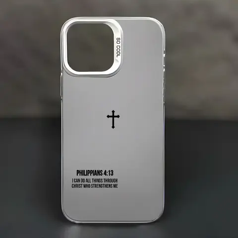 Phone Case Compatible with iPhone 17 16 15 Pro Max Plus 14 13 12 11 X XR Air E Cross Sacred Bible Verse Philippians 4:13 Pattern Durable Shockproof Anti-Scratch PC Protective Case Cellphone Protection Casing