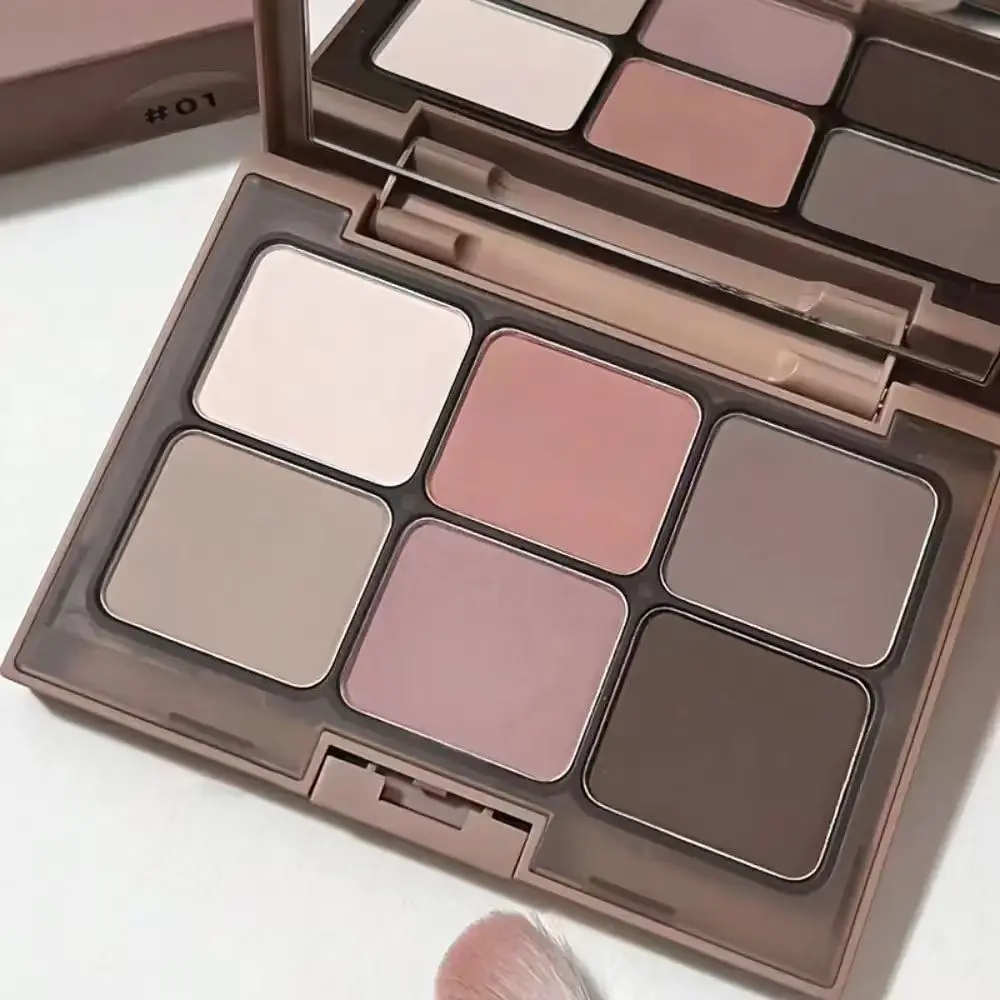 6-in-1 Multifunctional Multicolor Pressed Pigment Eyeshadow Palette - Natural Nude Shades, Contour, Long-Lasting, Waterproof, Smudge-Proof, Blendable, Easy for Beginners, Daily Wear, Party Use, Great Gift Set