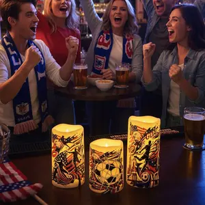 2026 Summer Soccer Cup  Flameless Candle Kit.Homemory Outdoor Waterproof Flameless Candles, Battery Operated LED Electric Candles with Remote and Timers, Fake Pillar Candle for Patio, Porch, and Wedding Decor, Ivory, Set of 3(3"x4" 5" 6")