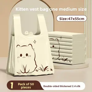 Stylish Vest-Style Trash Bags - Heavy Duty T-Shirt Garbage Sacks with Handles, Extra Thick & Puncture Resistant for Kitchen & Living Room