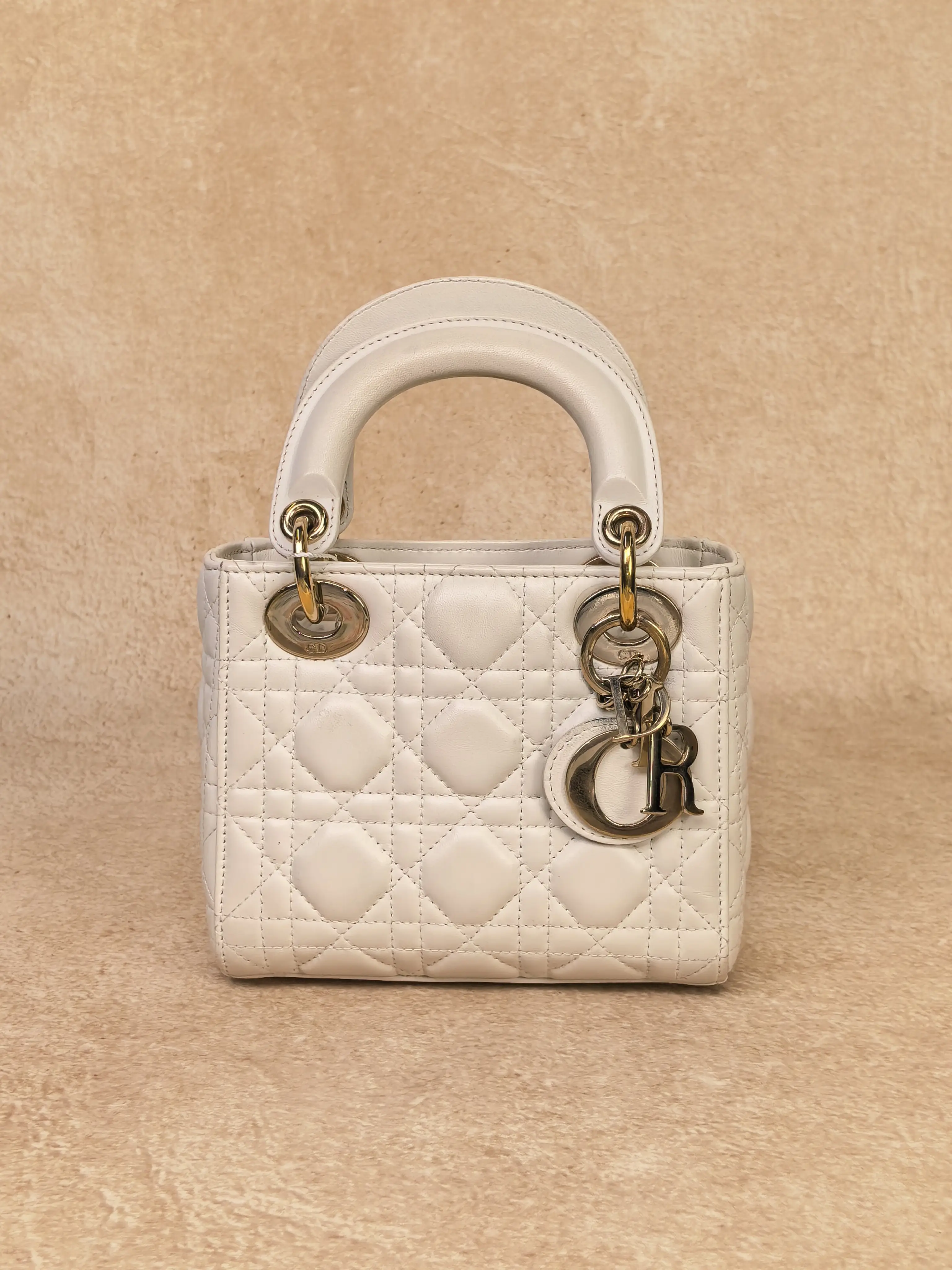 Pre-owned Dior Mini Lady Bag with Chain Black Cannage Lambskin