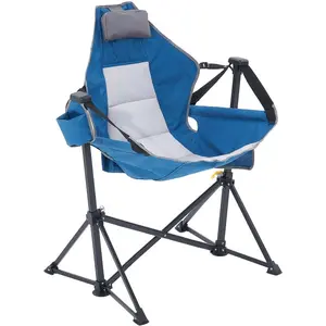 VEVOR Reclining Camping Chair, 300 lbs Load Camping Hammock Chair, Rocking Lounge Folding Chair with Cup Holder Storage Bag Headrest Adjustable Backrest, for Camping and Other Outdoor Activities