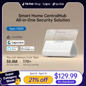 TP-Link & Tapo H500 Smart Home CentralHub All-in-One Security Solution – Command 16 Tapo Cameras & 64 Sub-G Sensors, Local 16 GB + 16 TB SATA Storage, Facial Recognition, HDMI Quad-View, 110 dB Alarm, Matter-Ready, No-Fee Security