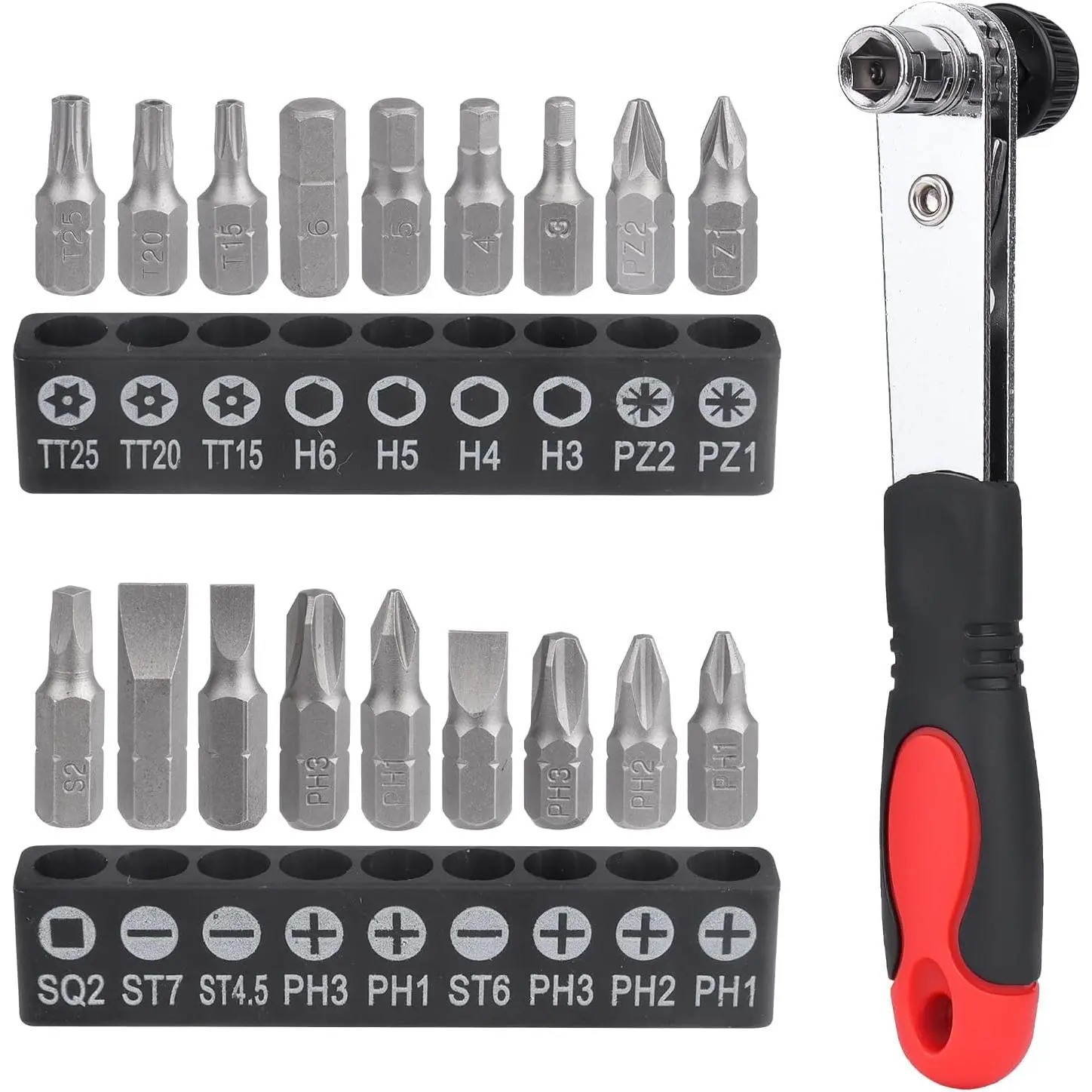 20 count 1/4 Ratchet Wrench Close Quarters  Set with High Torque - Right Angle EDC Tool with 90  Mini Offset Reversible Drive Handle & Multi Hex Bits Set