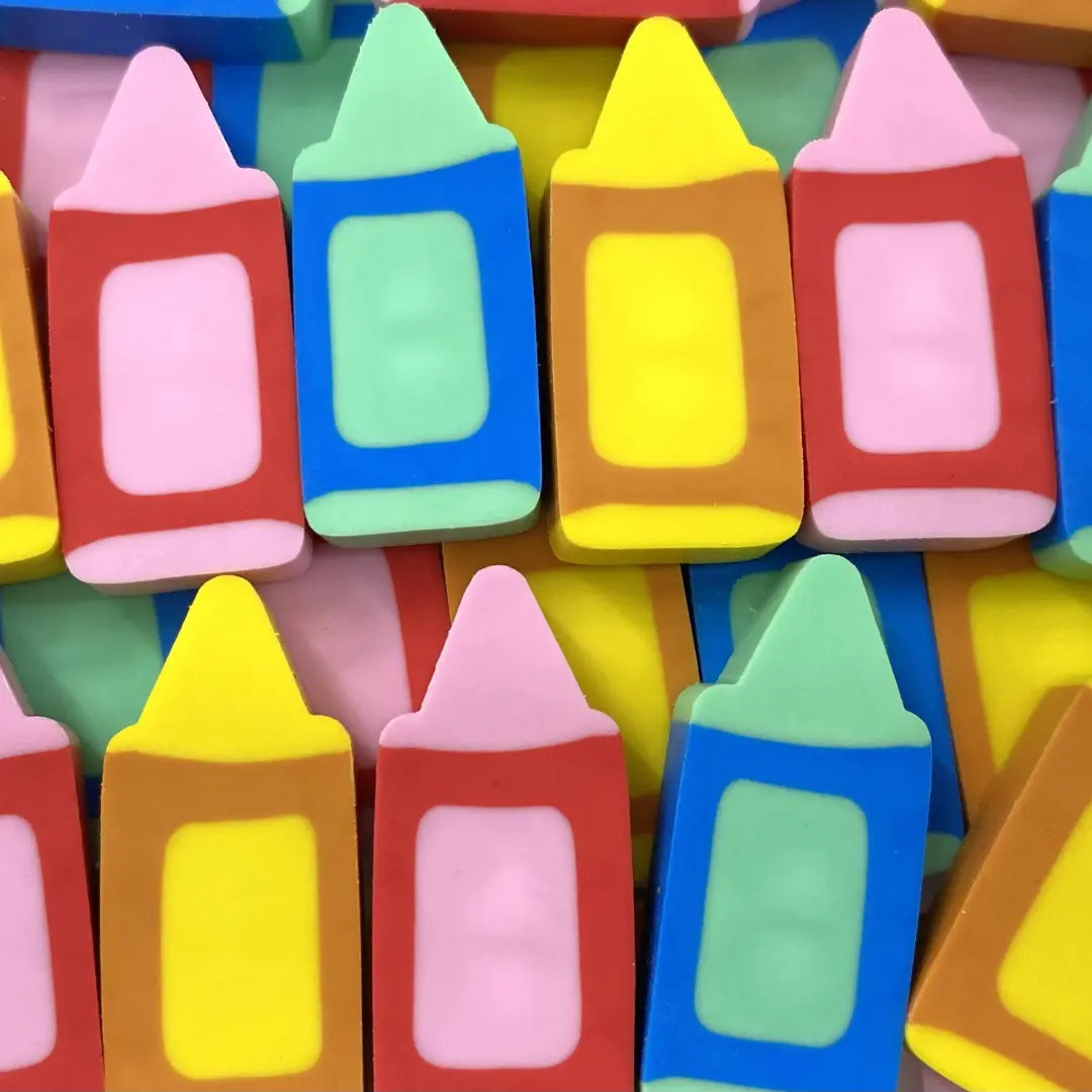 Pencil Crayon Mini Erasers (20 Pieces) by Mini Erasers Co. - Ideal for Birthday Parties, Classroom Rewards, Crafts, Creative Play