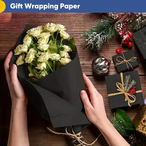 1 Roll black kraft paper,  Brown Leather Paper, Wrapping Paper For Gifts, Home Party Decorations, Wedding, Thin Paper, Bouquets, Gift Packaging, Fresh Flowers, Posters，Bulletin Boards, Arts, Crafts, Moving，Valentine's Day, Christmas, New Year- High Qualit